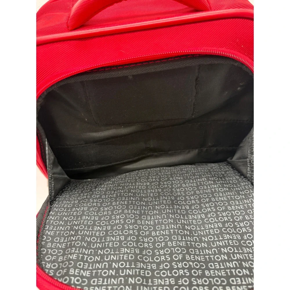 United Colors of Benetton Red Vanity Case Travel Cosmetic Bag Mirror Organizer